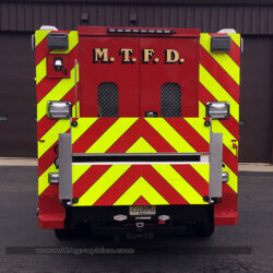 Fire truck striping reflective chevron stripes gold leaf lettering kenvil morris county nj police fire ems